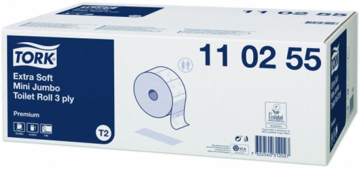 Tork Toalettpapper Mini Jumbo Premium T2 i gruppen Stdutrustning / Papper & Dispenser / Toalettpapper - Papper hos Stdbutiken (110255)
