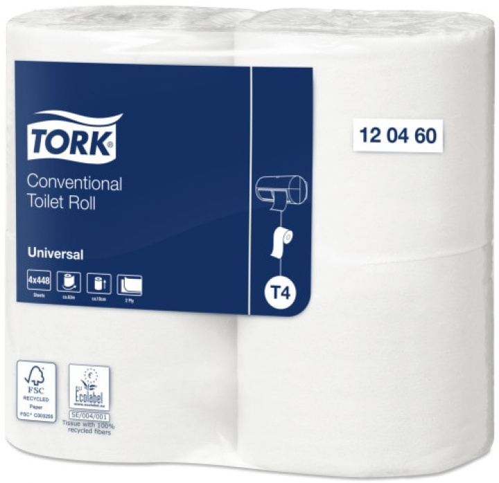 Tork Toalettpapper Universal T4 (24 rullar) i gruppen Stdutrustning / Papper & Dispenser / Toalettpapper - Papper hos Stdbutiken (120460)