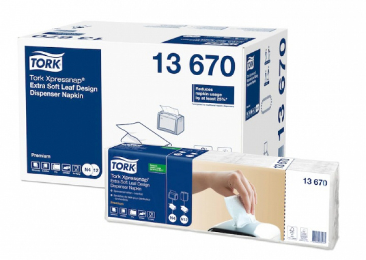 Tork Xpressnap Extra Mjuk Dispenserservetter, N4 Vit med Lvdekor i gruppen Stdutrustning / Papper & Dispenser / Kk & vrigt papper hos Stdbutiken (13670)