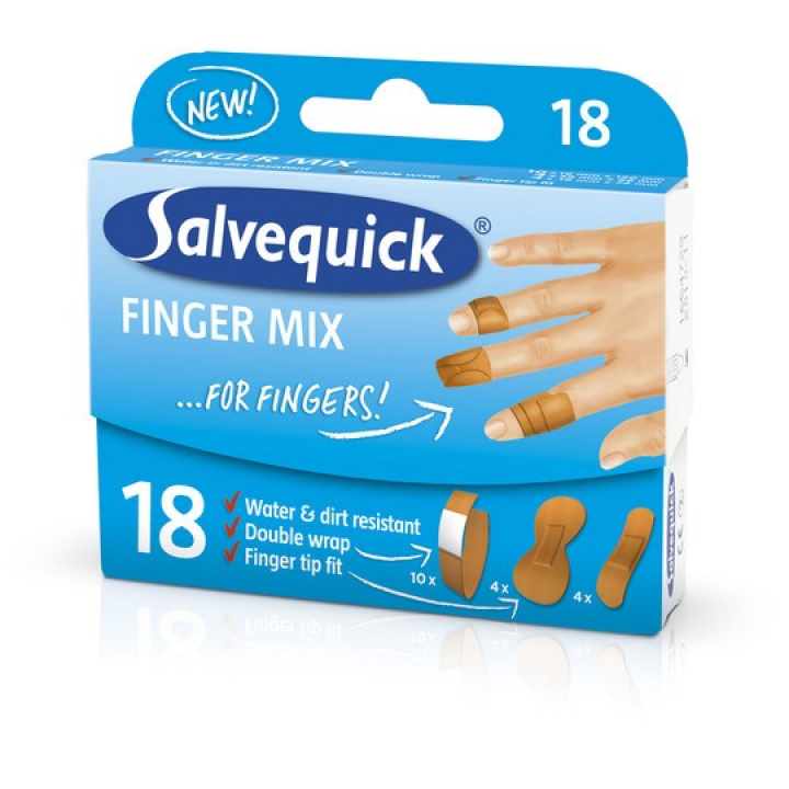 Salvequick Plster Finger Mix 18st i gruppen Stdutrustning / Hygien & skydd / Frsta Hjlpen hos Stdbutiken (75525)